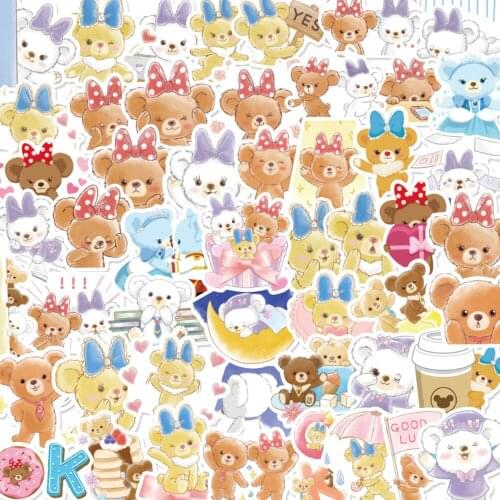 50pcs Cute Animals Bear Stickers For Notebooks Stationery Adesivi Scrapbooking Materials Craft Supplies Pink Stickers