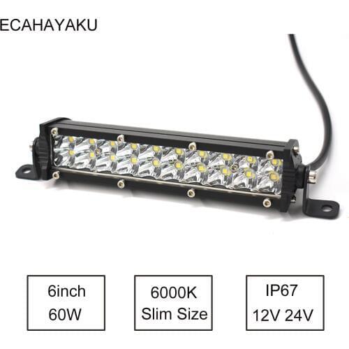 7 inch Dual Row Led Light Slim 40mm 60W 4x4 LED Bar For off-road Wrangler JK Rubicon 4WD Trucks ATV Trailer Farm machine Motors