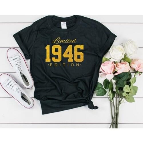 Glitter Gold-75th birthday gift limited edition 1946 birthday T-shirt party shirt can be customized for any year unisex shirt