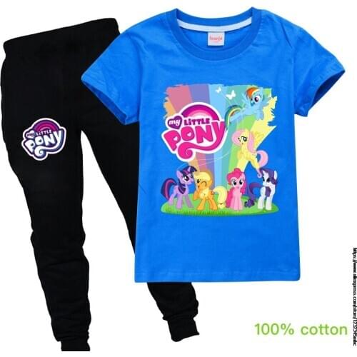 Kids My Little Baby girl pony Summer Clothes Sets Cotton Toddler Fashion Outfits for Girls Kids Kawaii Cartoon Tracksuit 2PCS