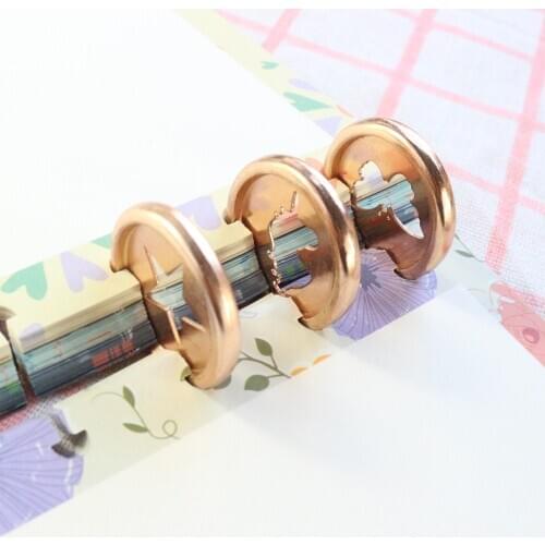 Domikee gold color office school spiral notebooks inner paper sheets organizer metal binder rings stationery supplies 2.8cm