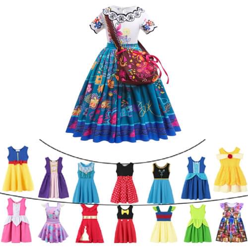 Cotton Princess Dresses for Girls Snow White Elza Anna Belle Vaiana Minnie Aurora Mickey Clothes Buzz Jessie Role Play Costumes