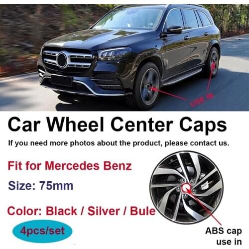 4Pcs For C CL CLA CLK CLS E G GL GLK ML Class W203 W204 W124 W211 W212 75mm Car Wheel Center Hub Cap Rims Cover Auto Accessories