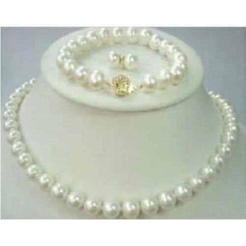 2015 New women Beautiful 8-9mm Akoya Cultured Pearl Necklace Bracelet & Earring set Jewelry Design Wholesale and retail