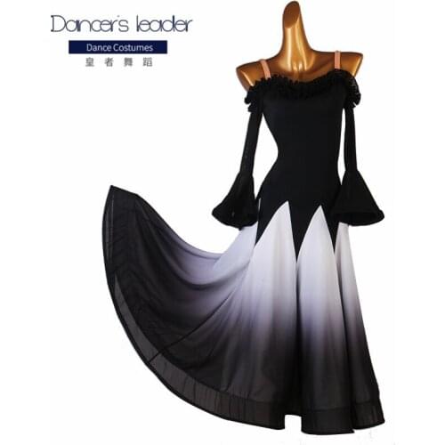 Modern dance custom strapless lantern sleeve tango costume female adult professional ballroom dance stage competition costume
