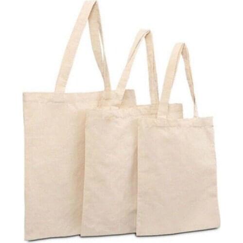 Creamy White Plain Shopping Shoulder Tote High Capacity Environmental Friendly Shopper Bags Cotton Canvas Bag Handbags Gifts