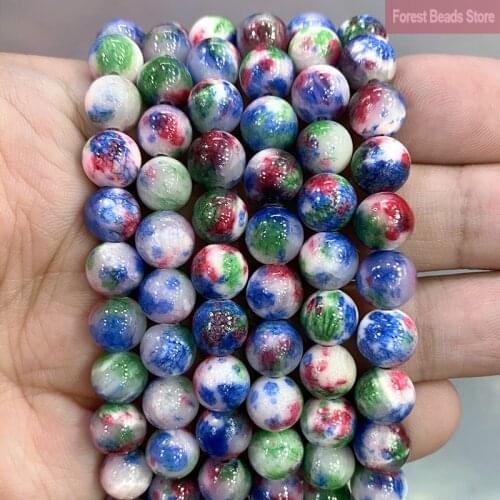 Natural Mixed Color Persian Jades Round Spacer Loose Beads for DIY Jewelry Making Accessories Necklace Bracelet 15'' 6/8/10/12mm