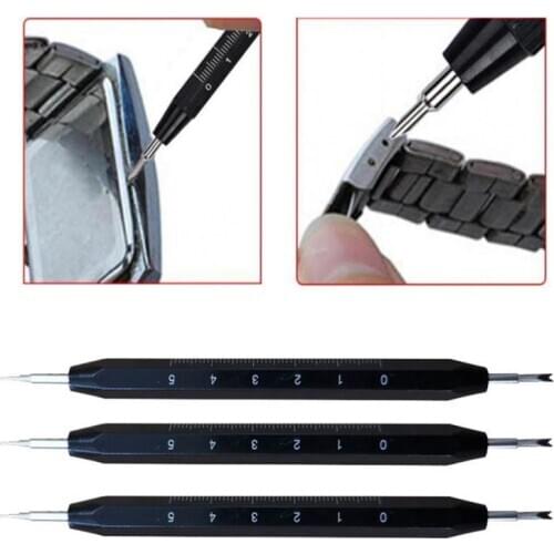 Metal Watch Band Strap Spring Bar Link Pin Remover Repair Tool With Scale Double-headed Raw Ear Scale