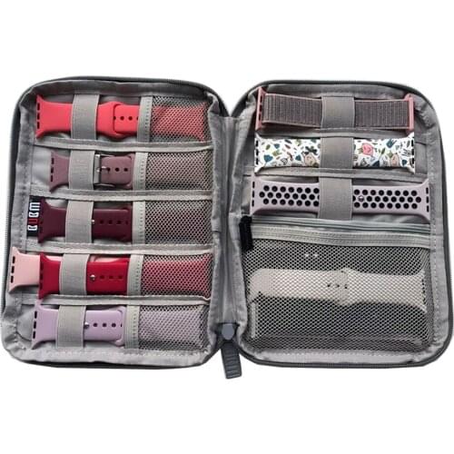 Multifunction Portable Watch Strap Organizer Watch Band Box Storage Bag Watchband Holder Watch Travel Case Pouch Gray Black