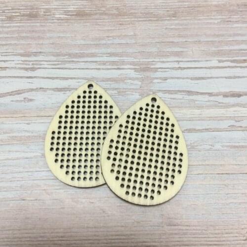 Set of 20 pcs drop earring wood drop cross stitch needle craft wooden embroidery blank