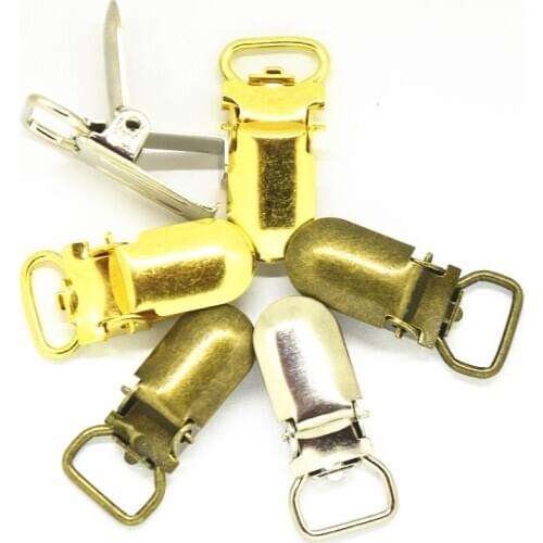 New 10mm Metal Suspender Pacifier Clips Cute Baby Hook Holder Ribbon Craft Sewing Tool 50pcs