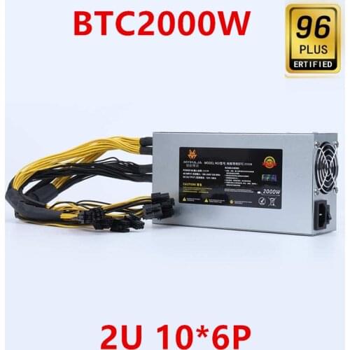 New Original PSU For Myihaja Single Channel 12V Power Supply 2U 10*6P 2000W Power Supply BTC2000W