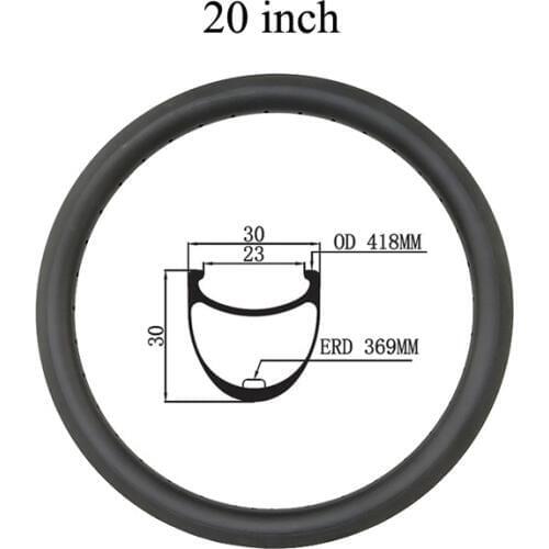BMX 20 inch 406 ERD 369mm for BMX freestyle Carbon Rim 20er folding bike rim 20er 30mm x 30mm depth Clincher Bicycle Motocross