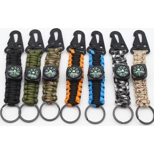 Outdoor Hiking Camping Key Chain Travel Kits 4mm Paracord Survival Kit Military Emergency Paracord Rope Keychain 550lbs