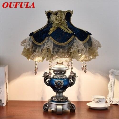 OUFULA Dimmer Table Desk Lamps LED Modern Nordic Luxury Decoration Resin Light For Home Bedroom