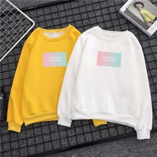 Oversized Couples shirts Lovers Sweatshirt thicken Hoodies for teens Hoody Winter Female Full Sleeve crew O neck letter print