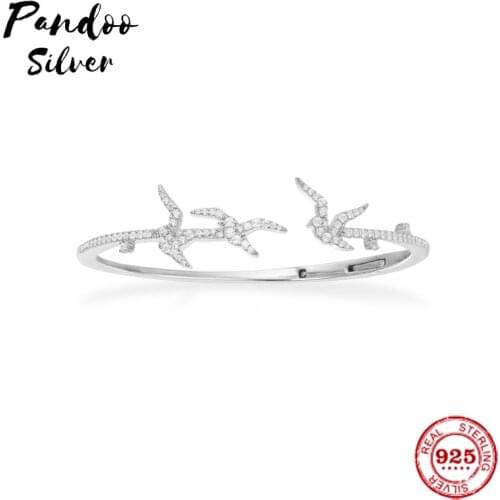 Fashion Charm Sterling Silver Copy 1:1 Copy,Les Hirondelles Swallow Opening Cuff Women 2021 Jewelry Gift With Logo