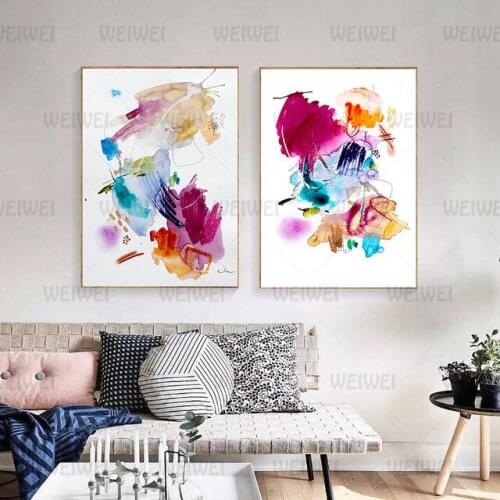 Unframed Modern Colorful Abstract Water Color Print Canvas Painting Poster Wall Art for Living Room Home Decor Wall Painting