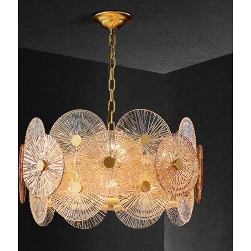 Dining Room Led Modern Lighting Luxury Glass Pendant Lights Straight Led Hanging Lamp Lustre Gold Metal Suspend Lighting Fixture