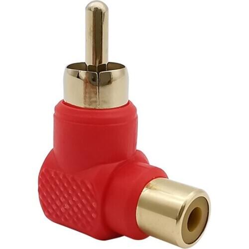 Red Right Angle RCA Connector RCA Male to Female M/F 90 Degree RCA Connector Audio AV RCA Elbow Plug Jack Extender L Shape video