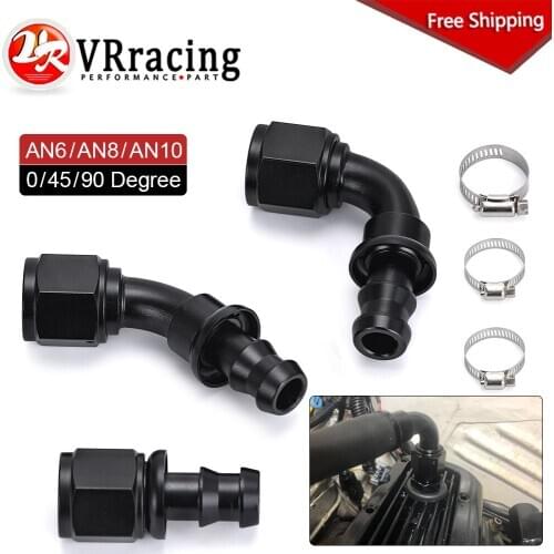 Universal AN6 8 10 Push-on Hose End Fittings Fuel Oil Cooler Hose Fitting 0 45 90 180 Degree Reusable Connection Adapter Set
