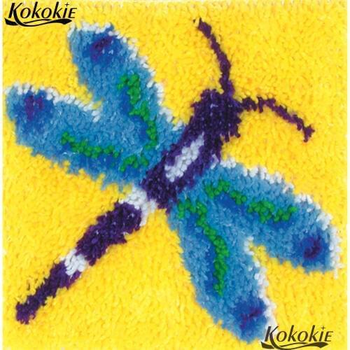 Embroidery thread latch hook rug canvas dragonfly Patchwork Pillowcase Cross-stitch Needlework diy 3d carpet