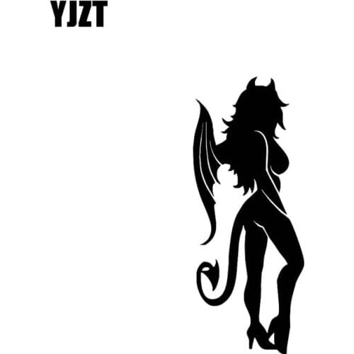 YJZT 5.6*13.7CM Fashion Hot Figure Devil Sexy Girl Vinyl Decal Black/Silver Zero Defect Fashion Design Car Sticker C20-0548