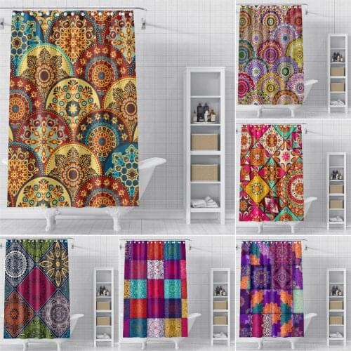 Bohemian Style Bathroom Curtain Flowers Pattern Waterproof Shower Curtain Mildew Proof Solid Fabric Shower Curtains Home Decor