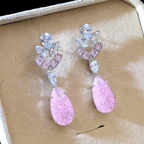 CINKILE New Arrival Broken Snowflake Style Cubic Zircon Drop Earrings for Women Shining Fashion Bridal Earrings 3 Colors