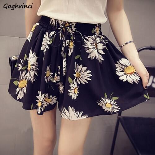 Floral Printed Shorts Women High Waist Elastic Loose Leisure Korean Style Fashion Chic Large Size 4XL Summer Flare Office Lady