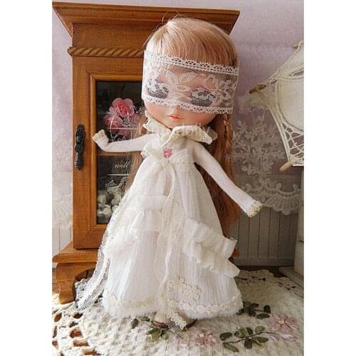 1pcs Charming White Long-Sleeve Dress Clothing for Blyth, Licca, Azone 1/6 Doll Clothes Accessories