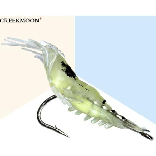 10pcs/lot Shrimp Soft Lures Artificial 5cm Silicone Bait with Hooks Lure Set Bass Fishing Shrimp Baits Sea Winter Fishing Tackle