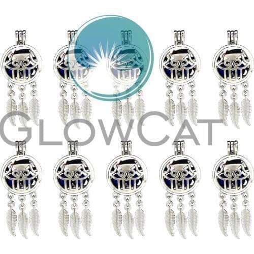 10X Mixed Dream Catcher Style Rudder Fatima Beads Cage Locket Pendant Essential Oil Diffuser Stone Pearl Cage Jewelry Making