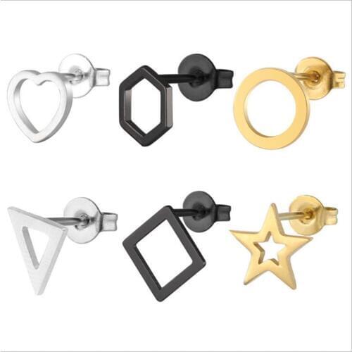 3 color Brief Hollow Out Geometric Shape Stud Earrings 316l Stainless Steel IP Plating No Fade Allergy Free Good Quality Jewelry