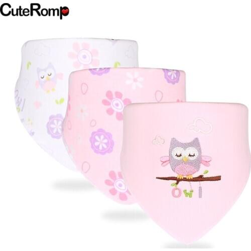 3pcs Flamingo baby bibs owl brup cloth Cotton Newborn Bib for Girls Boy Babador Baby Feeding baberos bavoir slabbetjes bavette