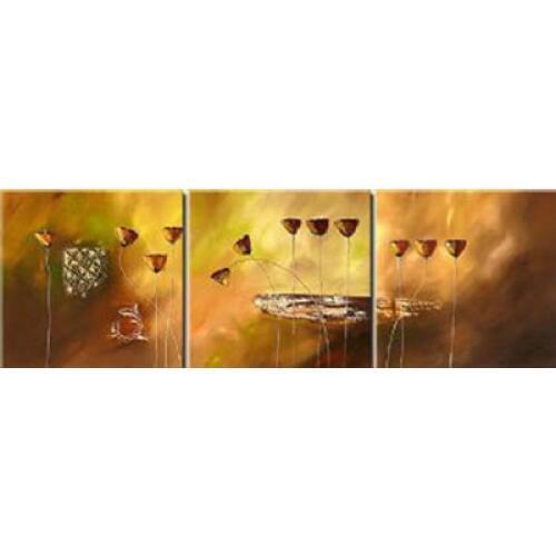 3pcs Hand Painted Canvas Painting-Dancing Poppy I-Modern Canvas Art Wall Decor-Floral Oil Painting Wall Art