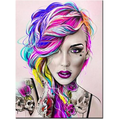 Fantasy Pretty purple hair girl diamond Painting 5d diy full square round Diamond Mosaic Cross embroidery rhinestone home decor