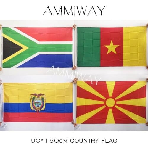 AMMIWAY 90*150cm 3x5 ft South Africa Cameroon Ecuador Macedonia Large Polyester Standard Custom National Flags and Banners