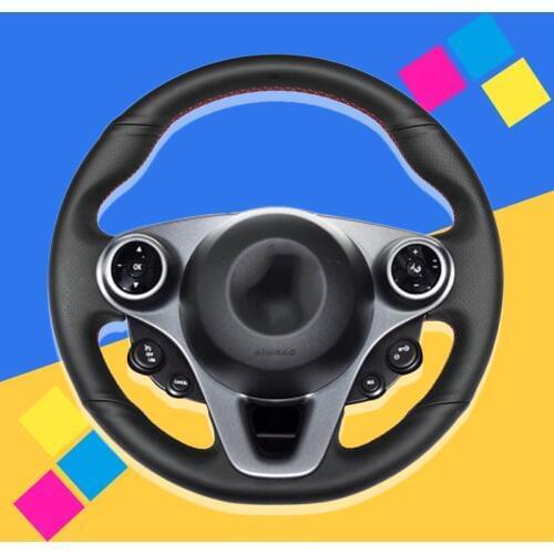 Auto Braid On The Steering Wheel Cover for Smart New Fortwo Forfour 2015-2017 Car Wheel Covers Interior Accessories Car-styling