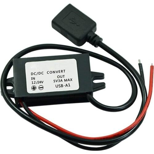 Car Converter 12V 5V USB Step Down Power Module 3A Buck Converter Regulator DC-DC Power Converter Step-down A type Female USB