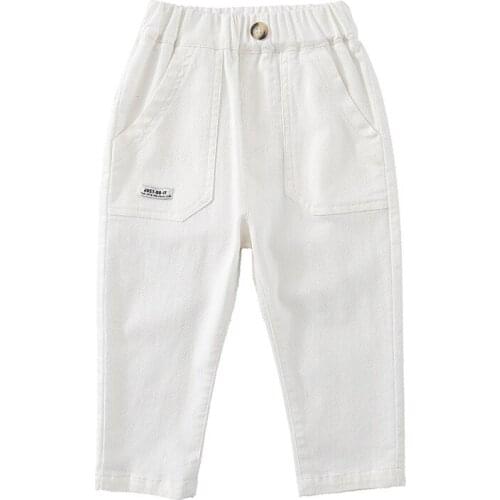 Baby Girl White Jeans Fashion Autumn Spring Pants Kids Trousers for Children Cute
