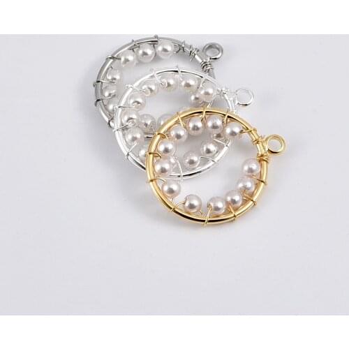 2pcs/lot zhu ru 22mm Large round earrings imitation pearl rings Charm Pendants for Jewelry Making Accessories Diy Findings