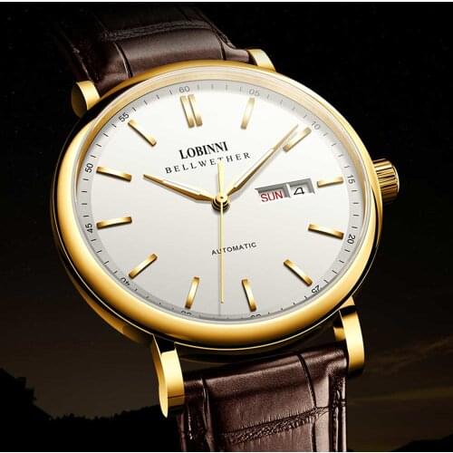 Lobinni Automatic Men Watch Top Luxury Brand Haiou Movement Men Wristwatch Clock Classic relógio masculino Sapphire 12025