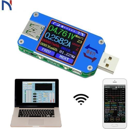 For App USB 2.0 Type-C LCD Voltmeter Ammeter Voltage Current Meter Battery Charge Measure Bluetooth Communication UM25 UM25C