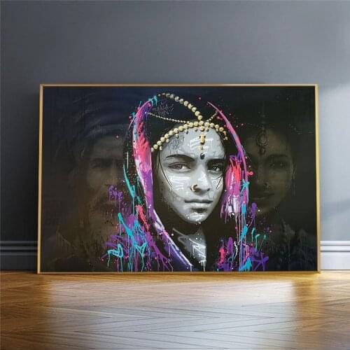 Indian Black Beauty Poster Print Canvas Art Islamic Character Posters and Prints Cuadros Home Art Design Decoration Pictures