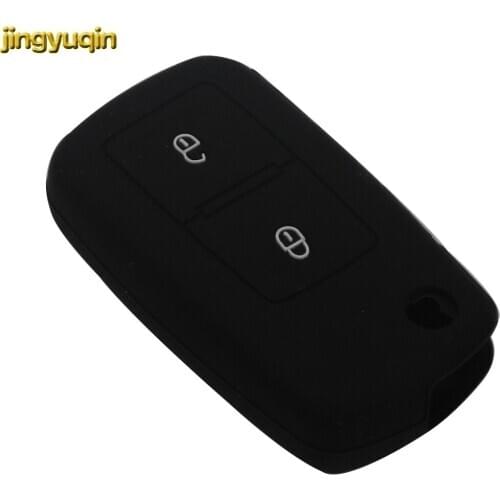 Jingyuqin 2 Button 5pcs Silicone Flip Rubber Car Key Cover Case for VW Volkswagen Amarok Polo Golf MK4 Bora Jetta Altea Alhambra
