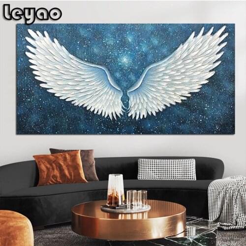 White wings 5d diy diamond painting full square round mosaic diamond embroidery rhinestone art Halloween angel decoration