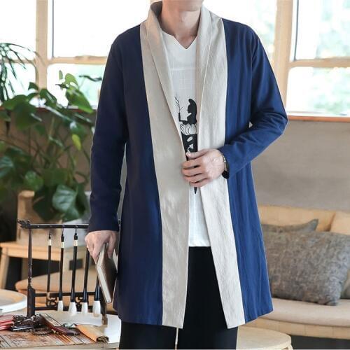 Kimono men jacket male yukata Japanese kimono traditional clothing linen shirt men samurai costume Japanese streetwear AA001