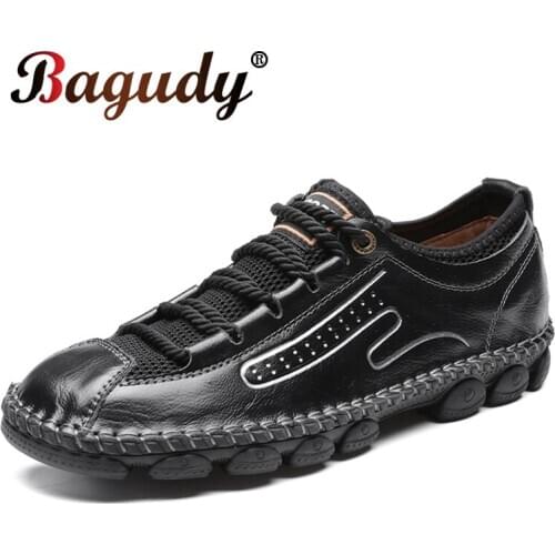 Classic Vintage Genuine Leather Fashion Casual Shoes Men High Quality Footwear Man Shoes Comfortable Soft Walking Shoes Black 48