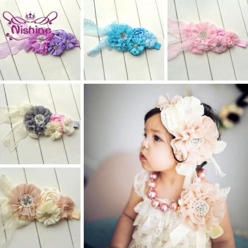 Nishine Lace Children Headband Baby Girls Pearl Flower Hair Accessories Headwear Newborn Floral Turban Kids Birthday Gifts